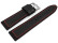 Uhrenarmband Silikon-Leder Hybrid  schwarz mit roter Naht 20mm Gold