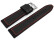 Uhrenarmband Silikon-Leder Hybrid  schwarz mit roter Naht 20mm Schwarz