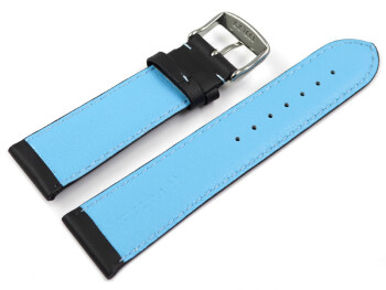 Uhrenarmband Leder gelocht Two-Colors schwarz-hellblau 22mm Schwarz