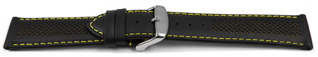 Uhrenarmband Leder gelocht Two-Colors schwarz-gelb 22mm Stahl