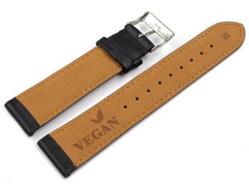 Uhrenarmband Vegan aus Korn in schwarz leicht gepolstert 20mm Schwarz