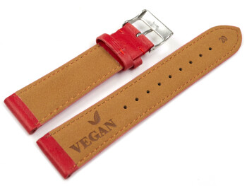 Uhrenarmband Vegan aus Korn in rot leicht gepolstert 16mm Stahl