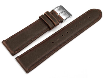 Uhrenarmband Vegan aus Korn in dunkelbraun leicht gepolstert 12mm Stahl