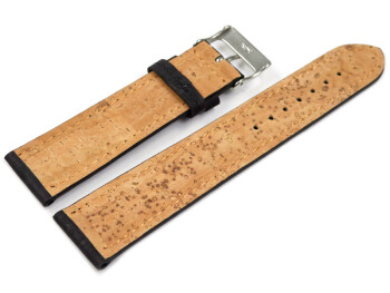 Veganes Uhrenband leicht gepolstert Kork schwarz 22mm Gold