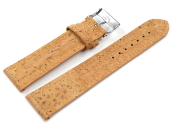Veganes Uhrenband leicht gepolstert Kork Natur 20mm Gold