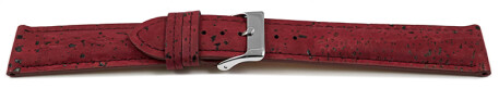 Veganes Uhrenband leicht gepolstert Kork Bordeaux 22mm Stahl