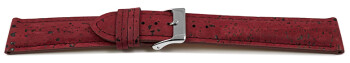 Veganes Uhrenband leicht gepolstert Kork Bordeaux 22mm Stahl