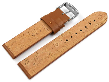 Veganes Uhrenband aus Kaktus hellbraun 24mm Stahl