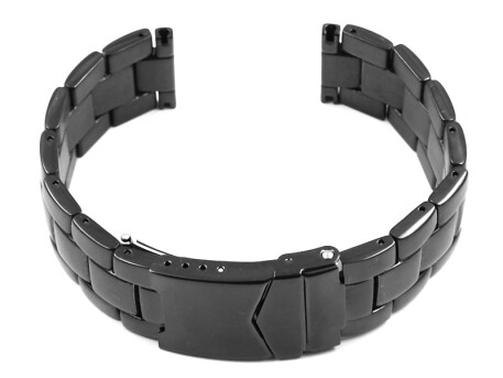 Edelstahl Metall Uhrenarmband massiv schwarz - 20,22,24mm - poliert