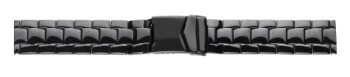 Edelstahl Metall Uhrenarmband massiv schwarz - 20,22,24mm...