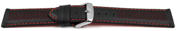 Schnellwechsel Uhrenarmband Leder gelocht Two-Colors schwarz-rot 18mm 20mm 22mm