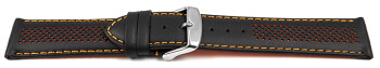 Schnellwechsel Uhrenarmband Leder gelocht Two-Colors schwarz-orange 18mm Gold