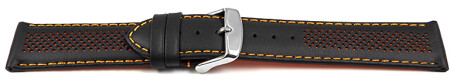 Schnellwechsel Uhrenarmband Leder gelocht Two-Colors schwarz-orange 20mm Gold