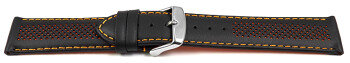 Schnellwechsel Uhrenarmband Leder gelocht Two-Colors schwarz-orange 20mm Gold