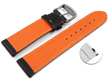 Schnellwechsel Uhrenarmband Leder gelocht Two-Colors schwarz-orange 20mm Gold