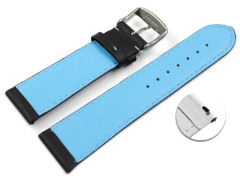 Schnellwechsel Uhrenarmband Leder gelocht Two-Colors schwarz-hellblau 18mm Gold