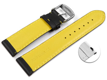 Schnellwechsel Uhrenarmband Leder gelocht Two-Colors schwarz-gelb 20mm Gold