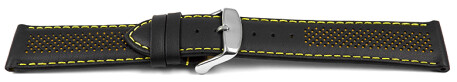 Schnellwechsel Uhrenarmband Leder gelocht Two-Colors schwarz-gelb 22mm Stahl