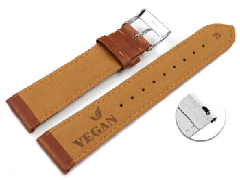 Schnellwechsel Uhrenarmband Vegan aus Korn in hellbraun leicht gepolstert 14mm Schwarz