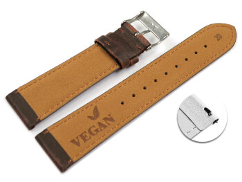 Schnellwechsel Uhrenarmband Vegan aus Korn in dunkelbraun leicht gepolstert 14mm Gold