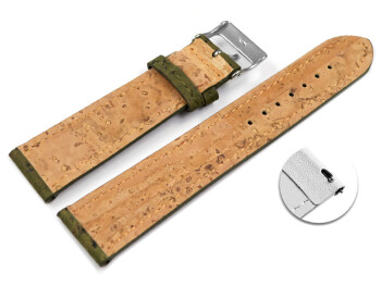 Veganes Schnellwechsel Uhrenband leicht gepolstert Kork Avocado 22mm Gold
