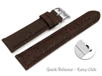 Veganes Schnellwechsel Uhrenband leicht gepolstert Kork dunkelbraun 18mm Stahl