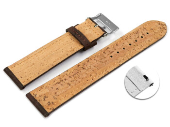 Veganes Schnellwechsel Uhrenband leicht gepolstert Kork dunkelbraun 20mm Schwarz