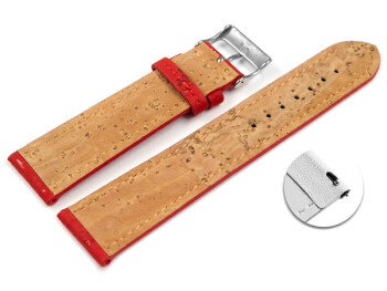 Veganes Schnellwechsel Uhrenband leicht gepolstert Kork rot 16mm Gold