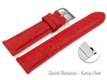 Veganes Schnellwechsel Uhrenband leicht gepolstert Kork rot 20mm Stahl
