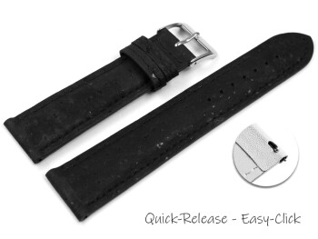 Veganes Schnellwechsel Uhrenband leicht gepolstert Kork schwarz 16mm Schwarz