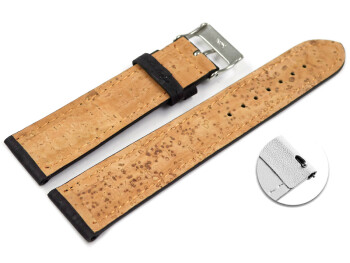 Veganes Schnellwechsel Uhrenband leicht gepolstert Kork schwarz 18mm Stahl