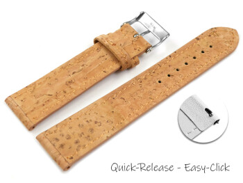 Veganes Schnellwechsel Uhrenband leicht gepolstert Kork Natur 14mm Stahl