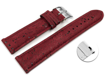 Veganes Schnellwechsel Uhrenband leicht gepolstert Kork Bordeaux 22mm Schwarz