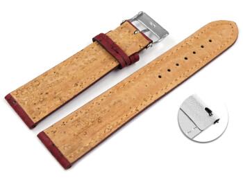 Veganes Schnellwechsel Uhrenband leicht gepolstert Kork Bordeaux 22mm Schwarz