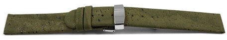 Veganes Uhrenarmband Kippfaltschließe aus Kork Avocado 22mm Schwarz