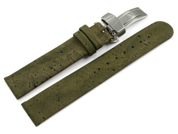 Veganes Uhrenarmband Kippfaltschließe aus Kork Avocado 22mm Schwarz