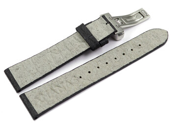 Veganes Uhrenarmband Kippfaltschließe aus Ananas schwarz 18mm Schwarz