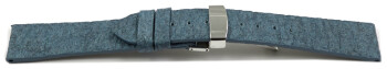 Veganes Uhrenarmband Kippfaltschließe aus Ananas blau 14mm Schwarz