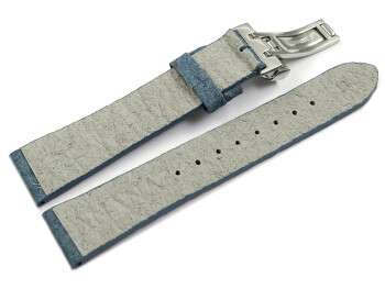 Veganes Uhrenarmband Kippfaltschließe aus Ananas blau 16mm Schwarz
