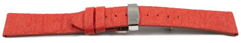 Veganes Uhrenarmband Kippfaltschließe aus Ananas rot 14mm Schwarz