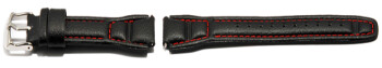 Uhrenarmband Casio f.AQF-102WL-4, Leder, schwarz, rote Naht