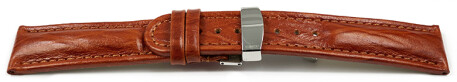 Uhrenarmband Leder Kippfaltschließe Bark braun 22mm Schwarz