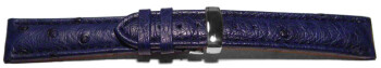 Uhrenarmband  Kippfaltschließe echt Strauß dunkelblau 18mm Schwarz