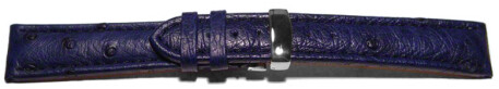 Uhrenarmband  Kippfaltschließe echt Strauß dunkelblau 24mm Schwarz