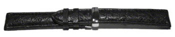 Uhrenarmband  Kippfaltschließe echt Strauß schwarz 22mm Schwarz