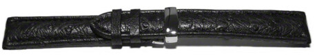 Uhrenarmband  Kippfaltschließe echt Strauß schwarz 24mm Schwarz