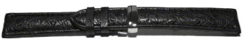 Uhrenarmband  Kippfaltschließe echt Strauß schwarz 24mm Schwarz