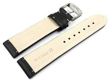 Uhrenarmband echt Leder glatt schwarz wN 20mm Gold