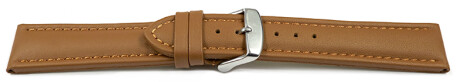 Uhrenarmband echt Leder glatt hellbraun 20mm Gold