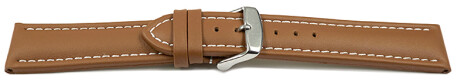 Uhrenarmband echt Leder glatt hellbraun wN 20mm Gold